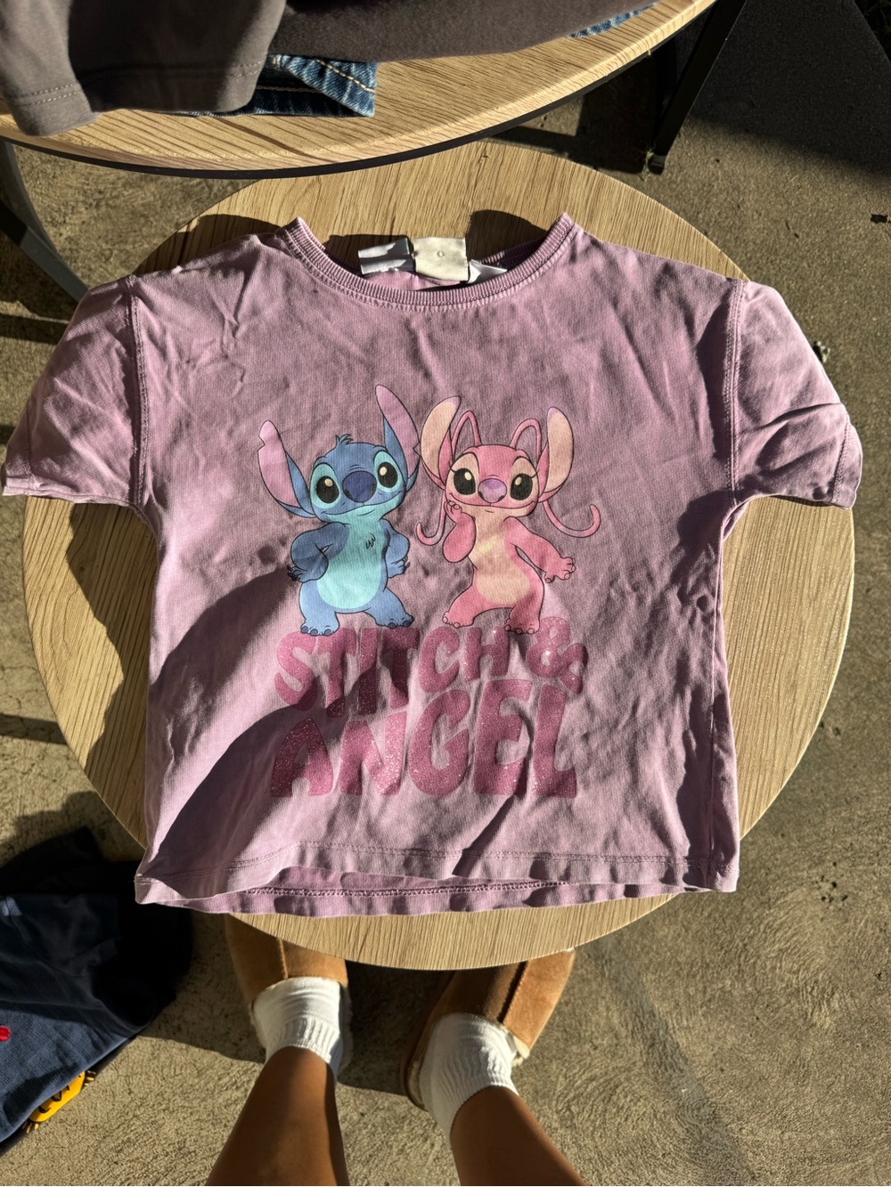 Zara Pink Graphic Tee with Stitch & Angel Print